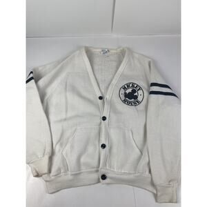 Vintage Mickey Mouse Disney Sweater Shirt Cardigan XL Made in USA White Button
